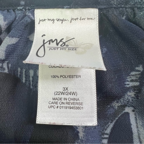 JMS JUST MY SIZE Women’s Pullover Top Sz 3X Semi-Sheer Multi Color Floral Print - Picture 6 of 11